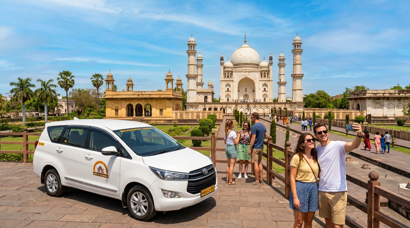 Local sightseeing tour with tourist car at Bibi Ka Maqbara in Chhatrapati Sambhajinagar